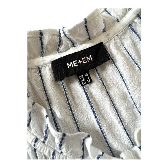 ME + EM | Striped frill-trim tiered cotton-blend dress in White/Blue, Size US 6 - Picture 9 of 13